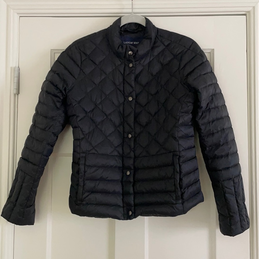 Lands End Black Down Puffer Coat